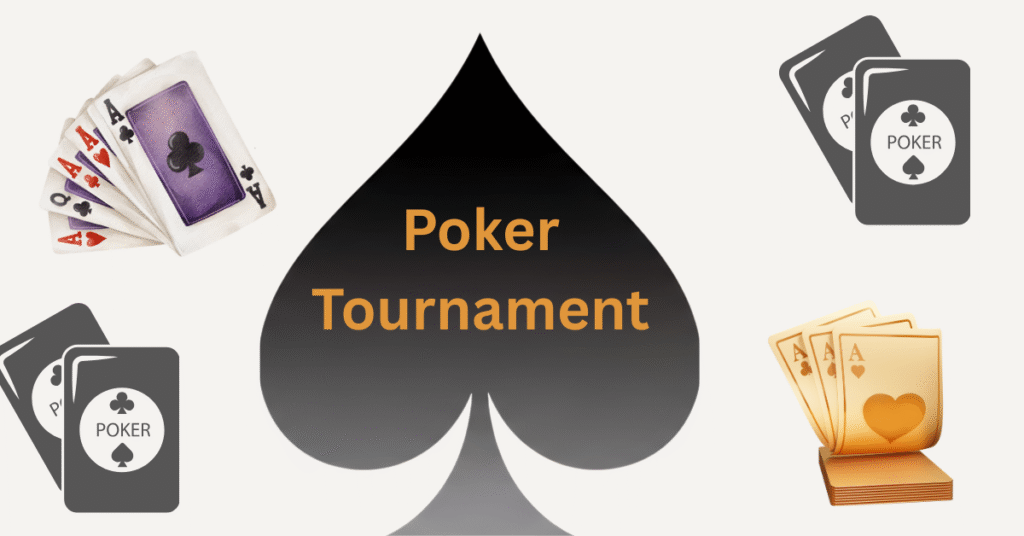 Online poker tournament guide featuring playing cards