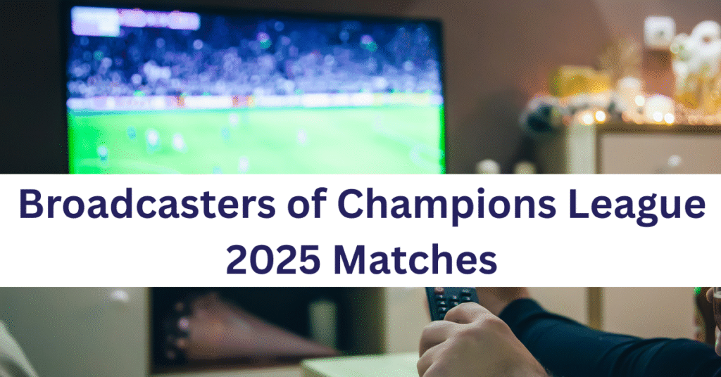 Person watching Champions League 2025 match on TV with remote control representing broadcasters coverage
