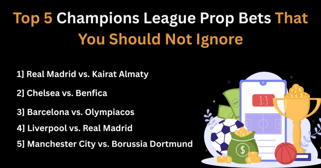 Football fans celebrating in stadium with smartphone showing betting interface, text overlay 'Top Champions League Prop Bets You Shouldn't Ignore'