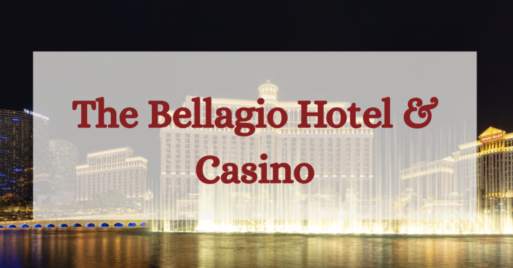 Night view of The Bellagio Hotel & Casino with fountain show in Las Vegas
